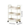 thumbnail image 3 of 3-Tier Rolling Storage Cart with Handle - Multi-Purpose Organizer for Kitchen, Bathroom, and Living Room - Mobile Shelving Unit for Toiletries, Kitchen Supplies, and More ( White ), 3 of 6