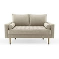 thumbnail image 3 of Pemberly Row 58" Upholstered Velvet & Metal Loveseat in Ivory, 3 of 11