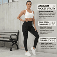 thumbnail image 6 of FLEXVIBE Womens High Waist Full Length Yoga Leggings Workout with Cargo Pockets,Navy blue,US Size L, 6 of 8
