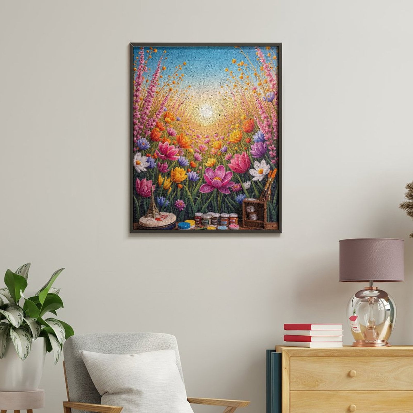 Paint By Numbers Kit for Adults Beginner - Sunset Field Art Supplies DIY Canvas Painting Kits for Adults, Frameless Paint By Number for Adults for Home Wall Decor 16x20 Inch