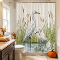 thumbnail image 3 of Wildlife Birds Shower Curtain Set - Small 36" x 72" Washable Bathtub Curtain with 12 Hooks, Beige Farmhouse Botanical Water Reflection Waterproof Fabric Stall Shower Curtains for Bathroom Décor, 3 of 8