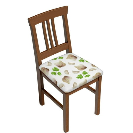 

Square Chair Cushions Cover Garlic coriander Pattern Elastic Office Chair Cover for Dining Chairs with Ties and Removable Cover Desk Chair Seat Cushion Protectors set of 6