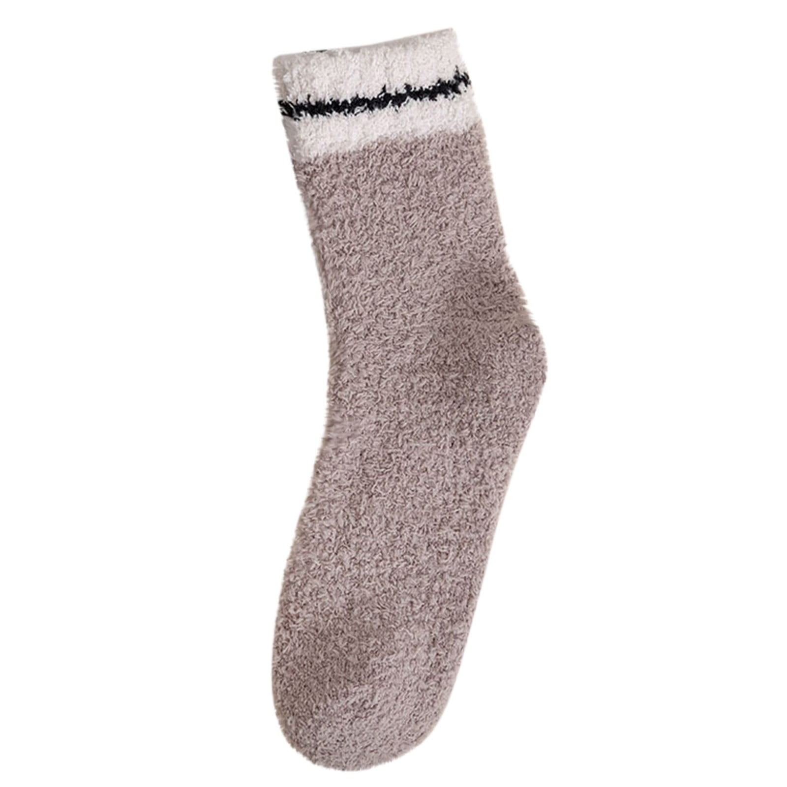 Autumn Winter Color Matching Plush Insulation Coral Velvet Home Socks Carpet Socks Sleep Socks Sports Socks Sock Brown