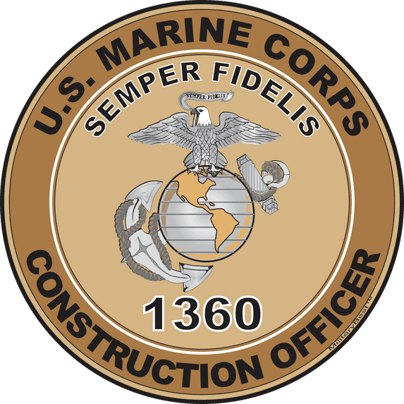 U.S.M.C. MOS 1360 Construction Officer Decal 5.5" - Desert Tan