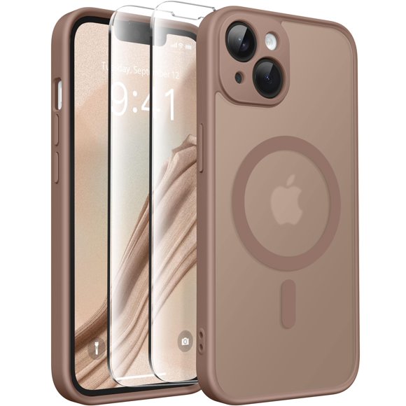 Funda CAPRARO magnética para iPhone 14, color marrón