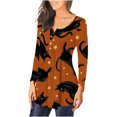 thumbnail image 3 of Camiseta informal para mujer, blusa estampada de manga larga con cuello redondo y fruncido Fridja  fjkfkj2104, 3 of 6