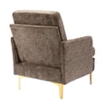 thumbnail image 6 of Accent Chair, Modern Cut Pile Thick Cushion Upholstered Single Sofa Chair Armchair with Storage Side Pocket and Golden Metal Legs, Comfy Leisure Lounge Chair for Bedroom Office, Apartment, Brown, 6 of 7