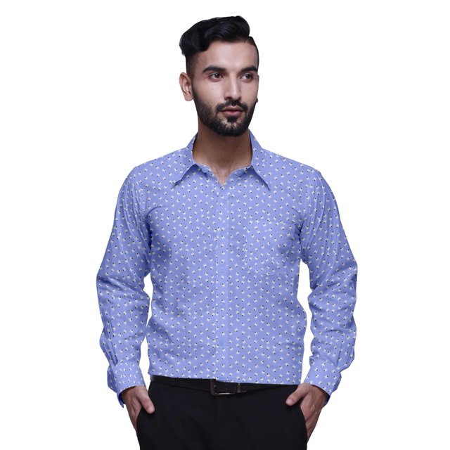 BESTMAN Printed Cotton Shirts For Men Long Sleeve Slim Fit Formal Shirt For Boy