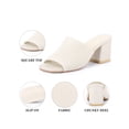 thumbnail image 4 of BLISSFUL STEP Women's Square Toe Block Heel Slip on Slides Sandals Cream 8, 4 of 7