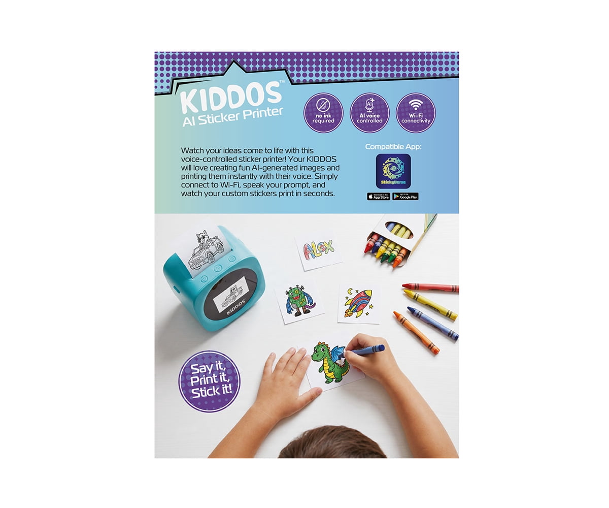 Kiddos Kids AI Sticker Printer – Voice-Controlled Mini Printer & Sticker Maker Machine with App Connectivity