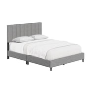 Boyd Sleep Leah Gray Linen Full Size Fully Upholstered Platform Bed Frame with Adjustable Headboard