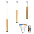 thumbnail image 1 of FSLiving J Type Linear Track Lighting, Focused Adjustable LED Spotlight Remote Control, Color Changing RGB Tunable White GU10 Timer Bulb Juno Track Mounted for Studio Shopwindow, Gold 7.9in, 1 of 1