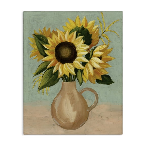 Stupell Industries French Country Summer Sunflower Bouquet in Brown Country Pitcher Canvas Art, 16 x 20, by Grace Popp