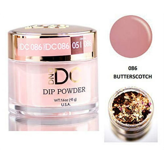 DND DC Reds & Orange DIP POWDER for Nails 1.6oz, 45g, Daisy Dipping (with bonus side Glitter) Made in USA (BUTTERSCOTCH (086))