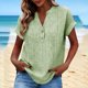 thumbnail image 2 of Camisetas de Cuello en V de Manga Larga para las Mujeres Blusa Casual de Color Sólido, Botón Delantero Suelto de Ajuste Superior de Verano, 2 of 8