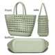 thumbnail image 3 of Bolso Cesta Elegante Mano A La Playa Color Sólido para Mujer, 3 of 7