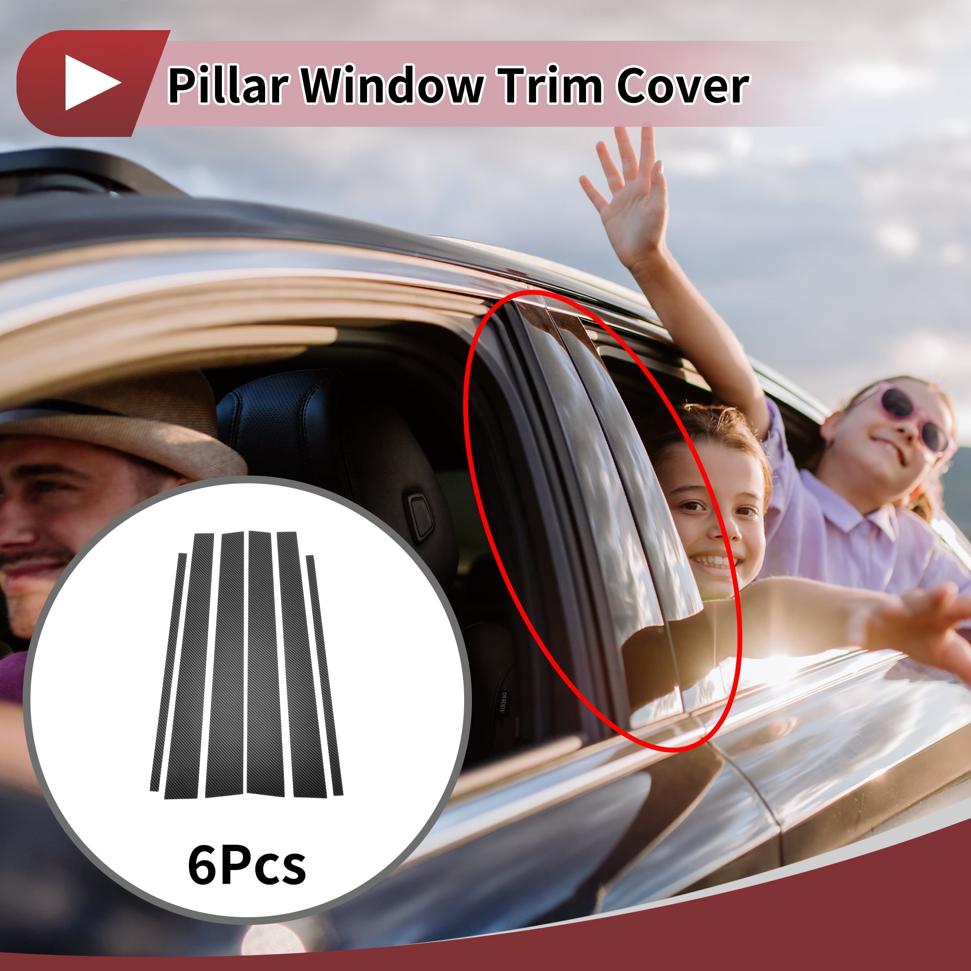 Unique Bargains 6 Pcs Car Door Pillar Window Trim for Toyota 4Runner 1996-2002 Black