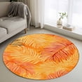 thumbnail image 2 of Orange Tropical Leaf Large Area Rugs for Bedroom Living Room, Soft Non Slip Carpet Bedside Rug, Summer Palm Leaves Botanical Round Floor Cover Kitchen Accent Rug 4' for Dining Room/Office, 2 of 9