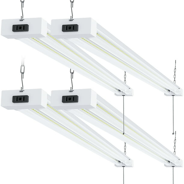 Sunco Lighting 4 Pack Led Utility Shop Light 4 Ft Linkable Integrated Fixture 40w 260w 5000k Daylight 4500 Lm Clear Lens Surface Suspension Mount Pull Chain Garage Etl Energy Star Walmart Com Walmart Com