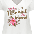 thumbnail image 4 of Inktastic Thankful and Blessed Inspirational Saying with Pink Flowers Women's Plus Size V-Neck T-Shirt, 4 of 5