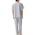 thumbnail image 4 of Pajamas Set Fashion Men Round Neck Letter Plaid Printing Short Sleeved Top Elastic Waist Bandage Long Pants Pajama Set Mens Pjs Sets Pijamas for Men Set Mens Pjs Pj Set Mens Pj Set, 4 of 4