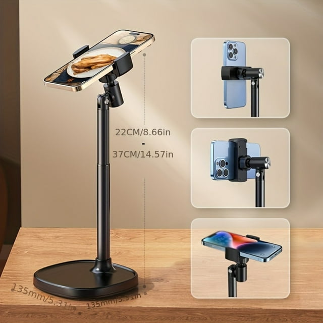 YOPTOP Support de Téléphone Universel Étanche en Aluminium - Réglable et Rotatif pour Diffusions en Direct, Selfies et Visionnage par le Haut, Noir Pro