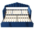 thumbnail image 4 of Bellemave Upholstered Daybed with Pop Up Trundle,Twin to King Extendable Bed with USB & Type-C Charging Port, Velvet Sofa Bed Frame with 2 Side Pockets for Bedroom, Living Room, Guest Room (Blue), 4 of 8