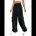 thumbnail image 1 of Pantalones Deportivos Cargo para Mujer, Holgados, de Forro , de Pierna , Elásticos, de Cintura Alta, Informales, para Senderismo, para Otoño. Negro L, 1 of 8