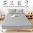 thumbnail image 5 of Twin Sze Fitted Sheet Set - Grey 2 Piece Bedding Sets 16" Deep Pocket Fitted Sheet with 1 Pillowcase, Farmhouse Solid Gray Color Modern Art Brushed Microfiber Hotel Luxury Bed Sheets, 5 of 9
