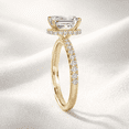 thumbnail image 2 of Jewelerix Emerald Cut Moissanite Engagement Ring, 14K Vermeil Yellow Gold Pave Band, Hidden Halo and Side Stones, Anniversary Gift, 2 of 3
