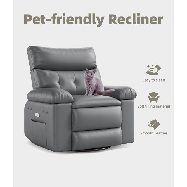 AKDSteel Oversized Manual Recliner Chair for Adults – PU Leather Lazy Chair with 1.5X Sponge Padding (Arms & Back), Comfortable Seating for Living Room & Bedroom