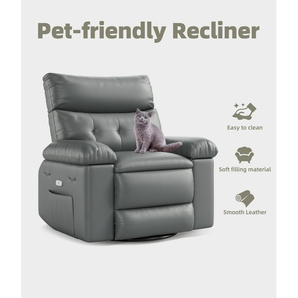 QinaQin Fauteuil Inclinable Manuel Grande Taille, Grand Fauteuil Inclinable en Cuir PU avec Chauffage et Massage, Capacité de 400 Lb