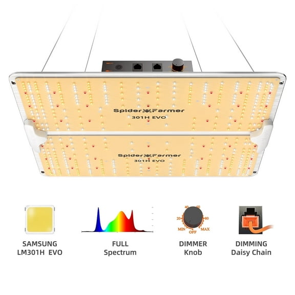 Spider Farmer SF2000Pro Samsung LM301H EVO LED Grow Light Dimmable Full Spectrum for 2x2ft Grow Tent