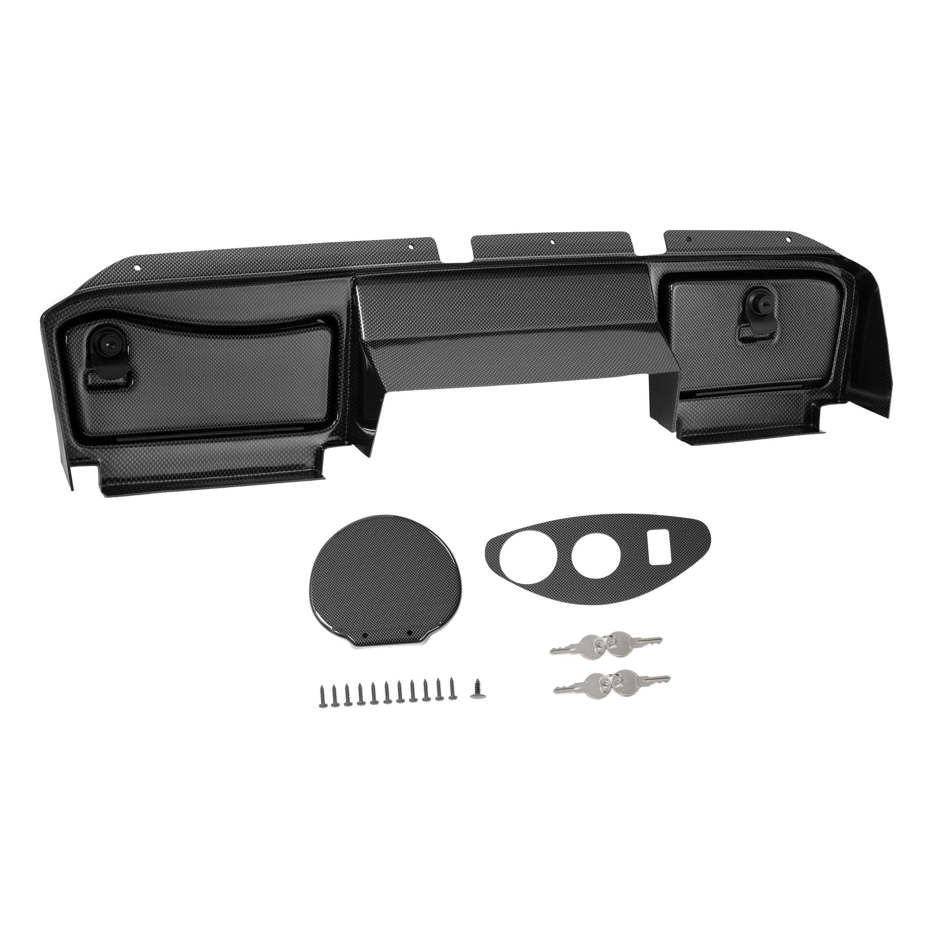 KOJEM Dashboard Cover W/Lockable Doors Compatible with 2008-2014 EZGO RXV Models Dash Board Cover Carbon Fiber Color Plastic Steel