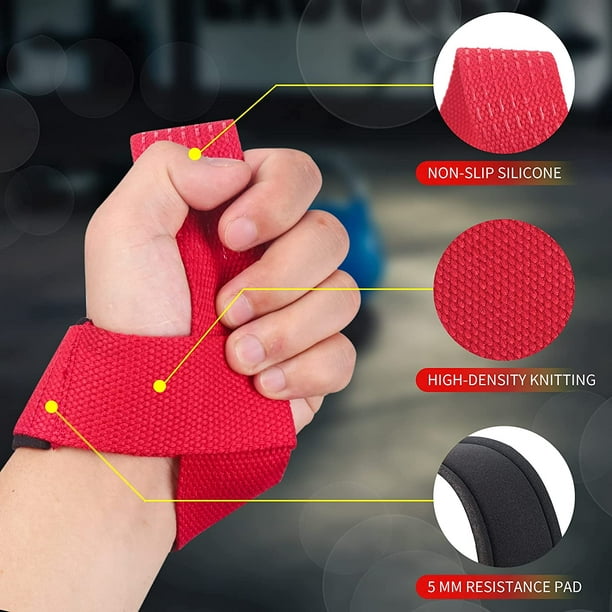 Lifting Straps and Weightlifting Wrist Wraps Set, Cotton Hard Pull Wrist  Lifting Straps Grips Band with Anti-Skid Silicone, Professional Quality  Wrist
