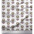 thumbnail image 1 of Soimoi Poly Georgette Fabric Leaves & Floral Block Print Fabric by The Yard 42 Inch Wide, 1 of 3
