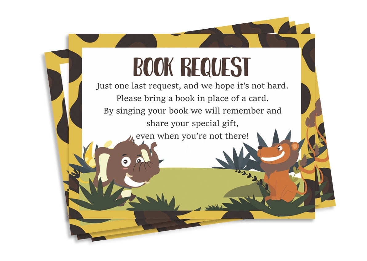 Inkdotpot 30Jungle Animals Gender Neutral Baby Shower Book Request Cards Bring A Book Instead Of A Card Baby Shower Invitations Inserts Games