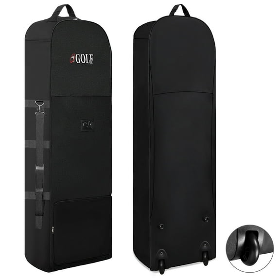 FANOTEK Rolling Golf Bag for Airlines, Golf Travel Bag with Wheels, 600D Waterproof Golf Club Bag Travel Case Foldable Black