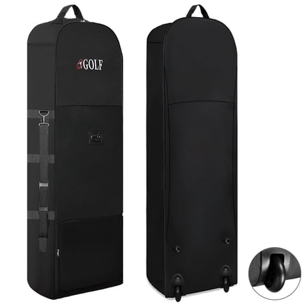 FANOTEK Rolling Golf Bag for Airlines, Golf Travel Bag with Wheels, 600D Waterproof Golf Club Bag Travel Case Foldable Black