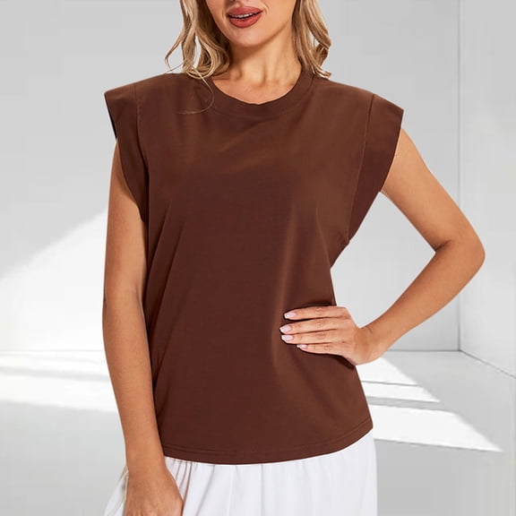 ClodeEU Cap Sleeve Tops for Women,Casual Tank Loose Fit ,Exercise Tee with Cap Sleeve Coffee,Womens Plus L