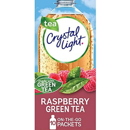 Crystal Light Raspberry Green Tea Naturally Flavored Powdered Drink Mix (120 Ct Pack, 12 Boxes Of 10 On-The-Go-Packets)