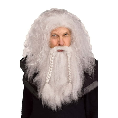 Viking Warrior Wig & Beard (Grey)