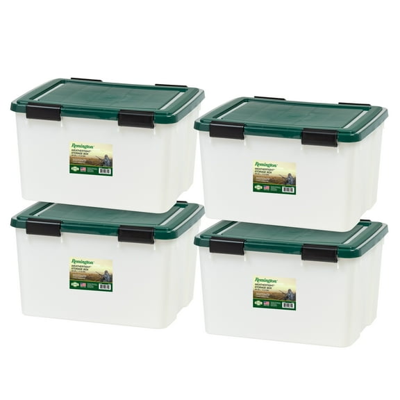 Remington® 46 Qt. Plastic Storage Bins with Sealed Lids, Clear Gasket Box, Airtight Containers 4Pk