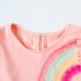 thumbnail image 2 of HILEELANG Toddler Girl Dresses Short Ruffle Sleeve Cotton Tulle Tutu Pink Rainbow Birthday Party Dresses 4T, 2 of 5