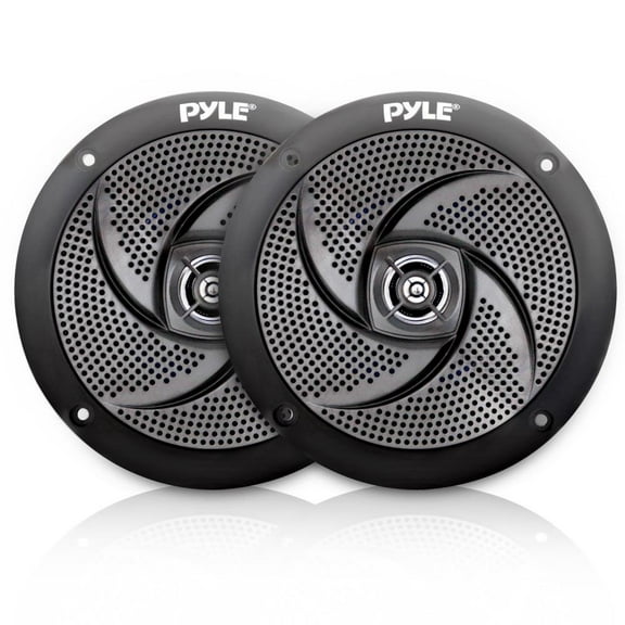 Pyle PLMRS5B 5.25 Inch Waterproof Low Profile Marine Speakers, Black (2 Pack)