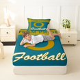 thumbnail image 4 of jejeloiu Football Theme Initial O Twin Sheet Sets For Boy,Gold Green Sport City Bedding For Kids,3 Pieces, 4 of 6