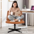 thumbnail image 2 of PayLessHere Criss Cross-Leg Office Chair - Armless Adjustable Fabric Seat,with No Wheels, Brown, 2 of 7