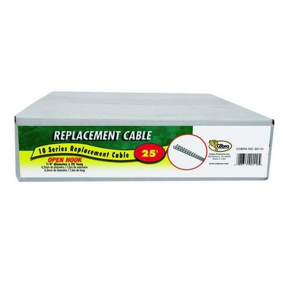 Cable Cobra Enterprises de repuesto con gancho abierto de 1/4 pulgadas x 7,6 m