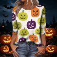 thumbnail image 4 of Halloween Shirt Women 3/4 Sleeve Halloween Shirts Funny Graphic Print Fall Holiday Halloween Tops, 4 of 4