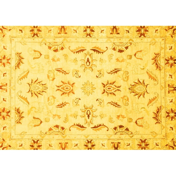 Ahgly Company Indoor Rectangle Oriental Yellow Traditional Area Rugs, 6' x 9'